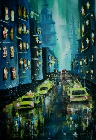 Faiza Khandoker Fama-Acrylic, Pen Sketch